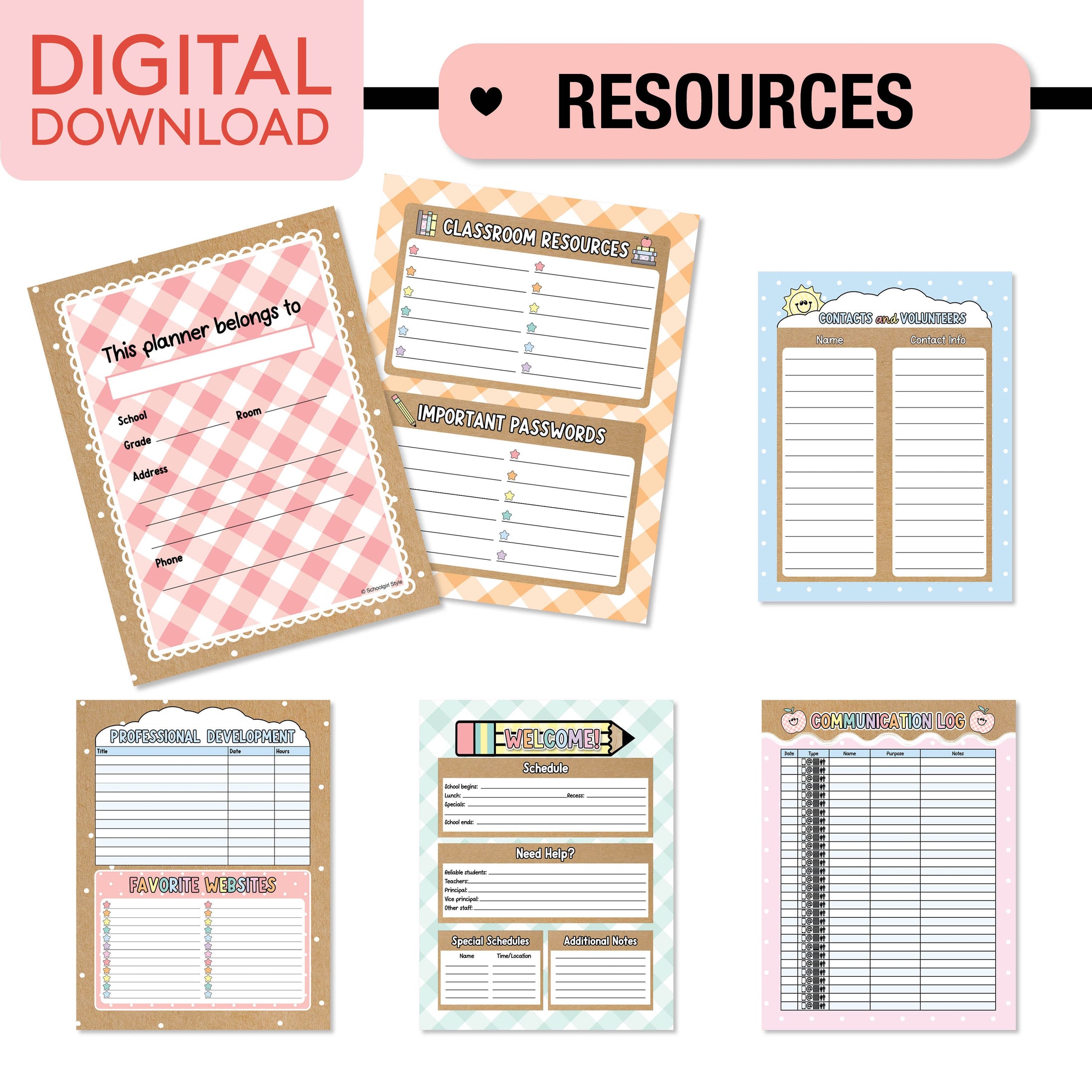 Printable Teacher Planner | A Year In Pastel