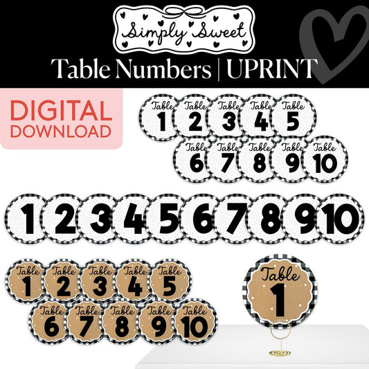 Printable Classic Black and White Table Numbers | Simply Sweet
