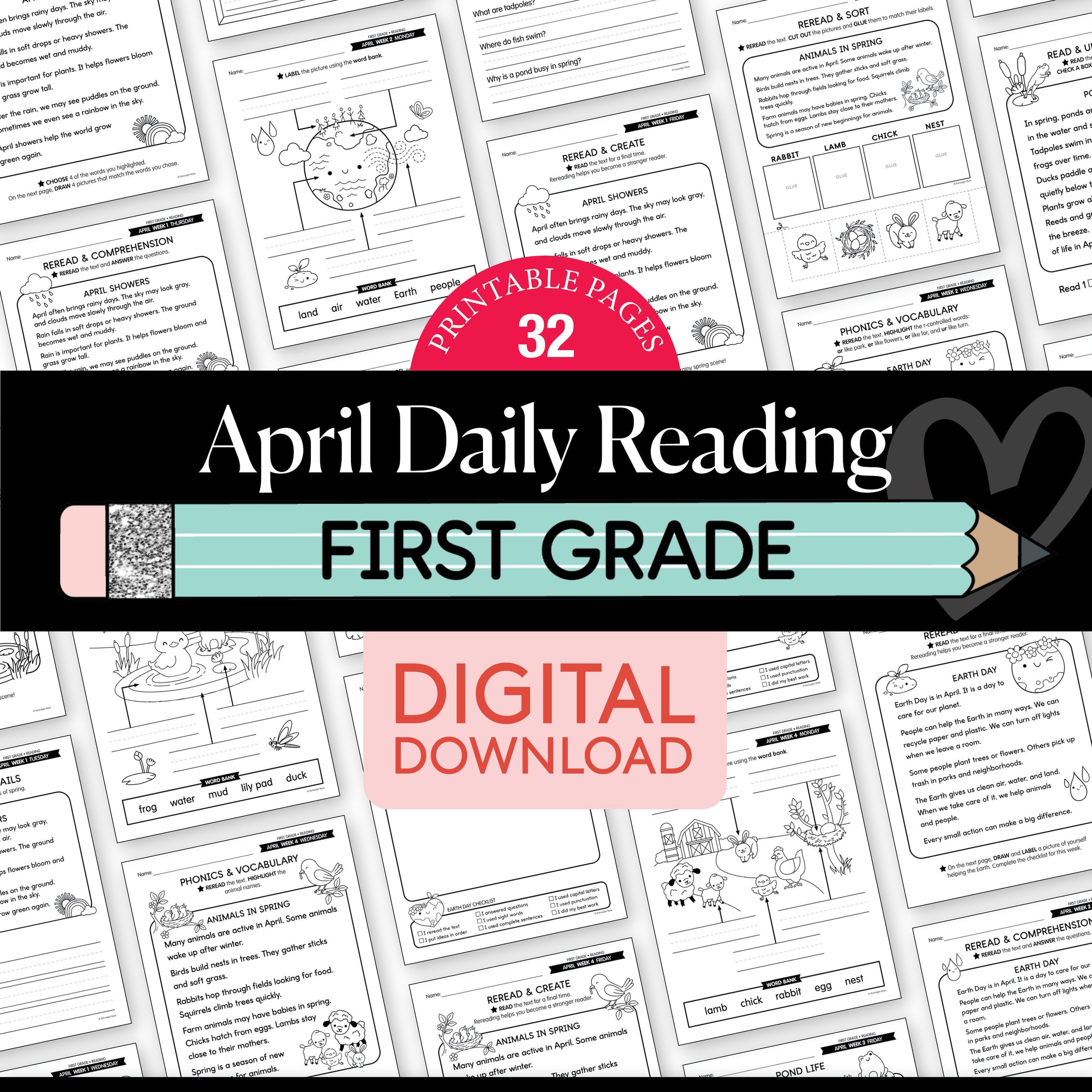 Printable First Grade April Daily Reading