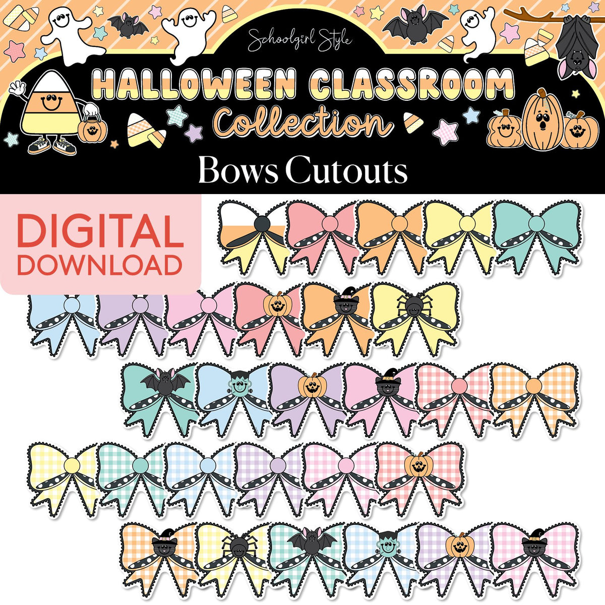 Printable Pastel Halloween Bows Cutouts