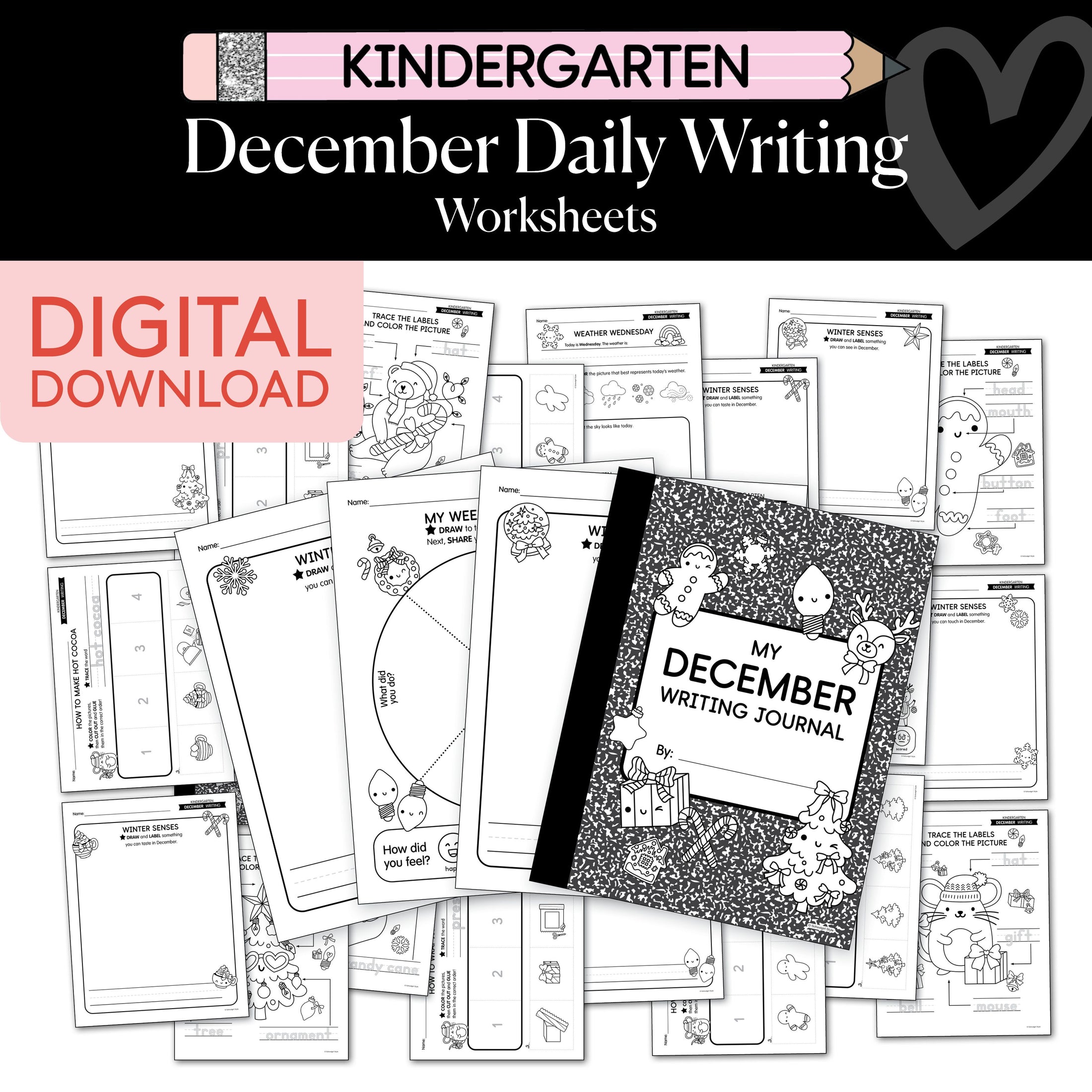 Printable Kindergarten December Daily Writing