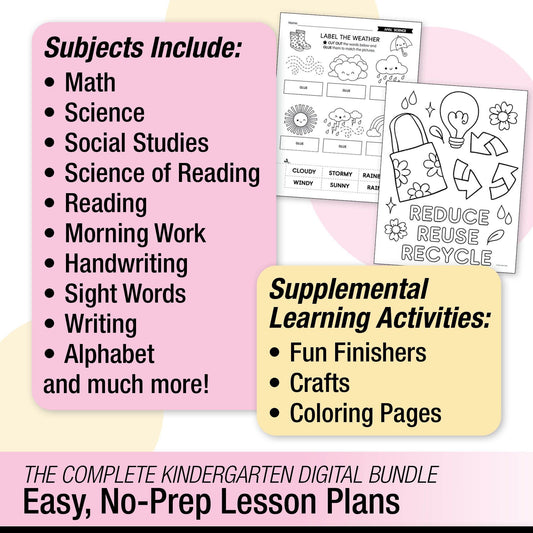 Printable Kindergarten April Thematic Unit Bundle