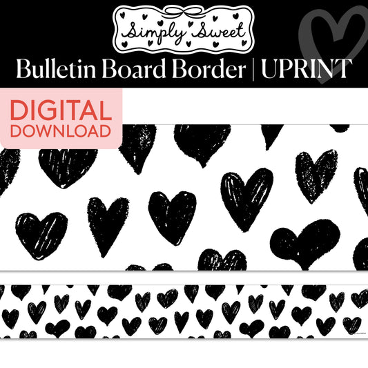 Printable Classic Black and White Sweetheart Sketch Border | Simply Sweet