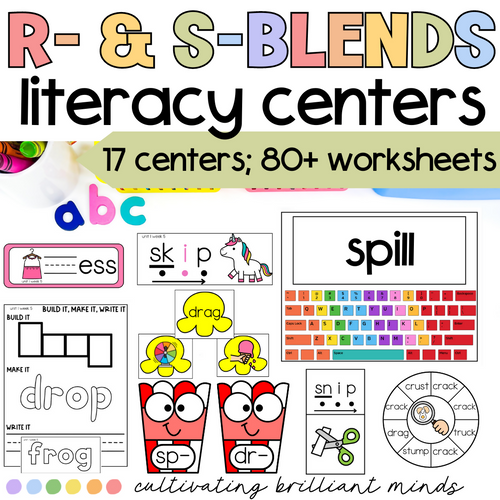 R- and S-Blends Phonics Centers | Literacy Centers | Kindergarten, First Grade