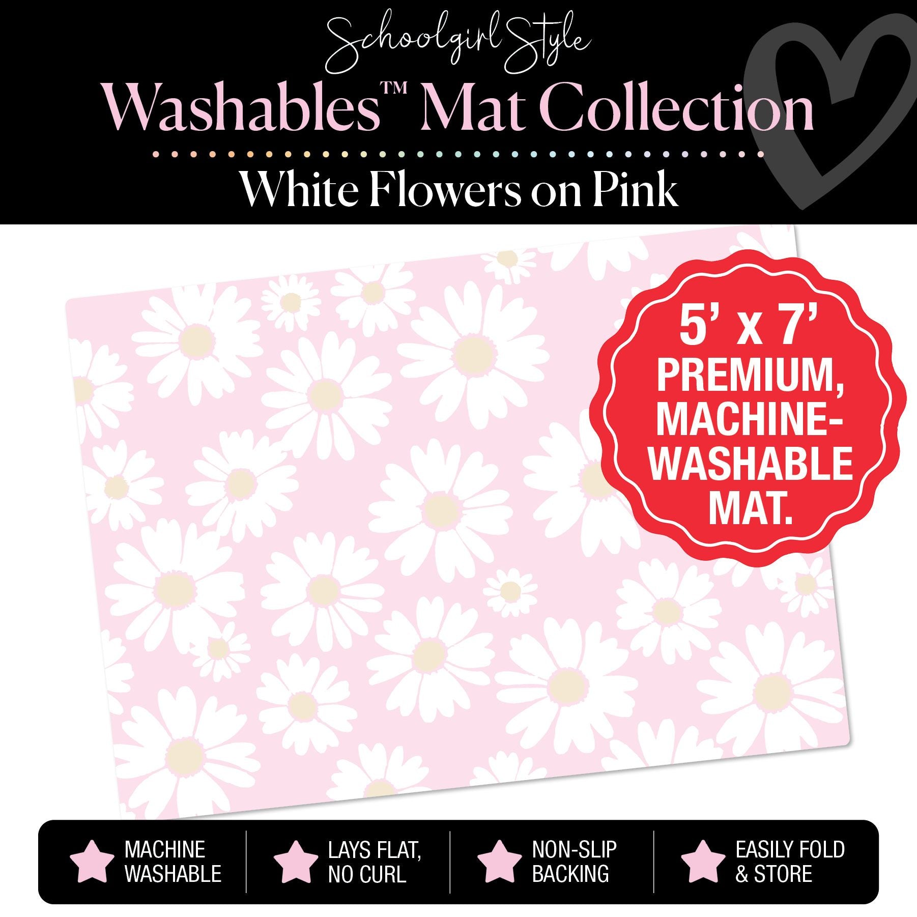 Scattered Flowers on Pink Classroom Mat by Schoolgirl Style