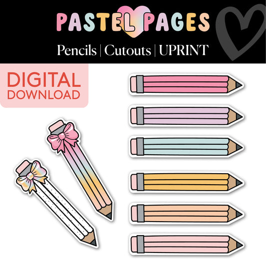 Boho Pastel Pencils Printable Bulletin Board Cutouts | Pastel Pages