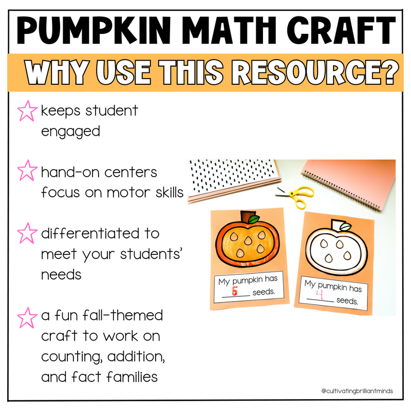 Pumpkin Math Craft | | Kindergarten, First Grade | October | Halloween