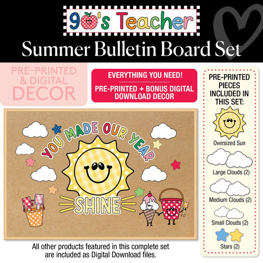 Retro You Made Our Year Summer Bulletin Board Set | 90s Teacher
