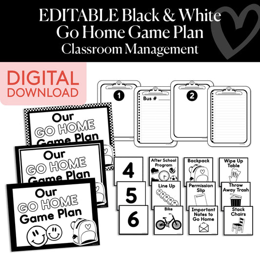 Printable Black and White Go Home Game Plan