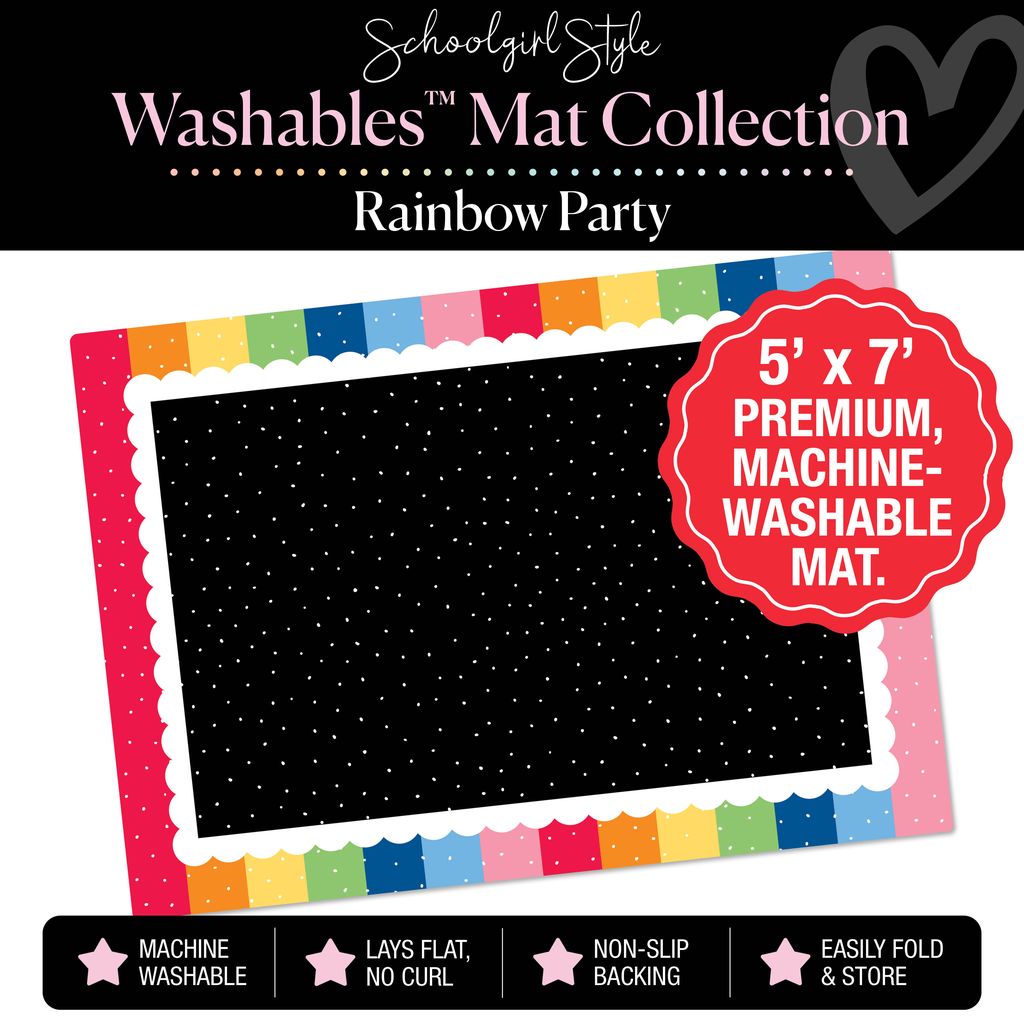 Party Border with Tiny Polka Dot Center Classroom Mat by Schoolgirl Style