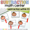 Fall Subtraction Within 10 Math Center | Pumpkin Seeds | Kindergarten, 1st Grade