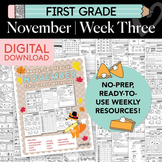 Printable First Grade November Week 3 Resources