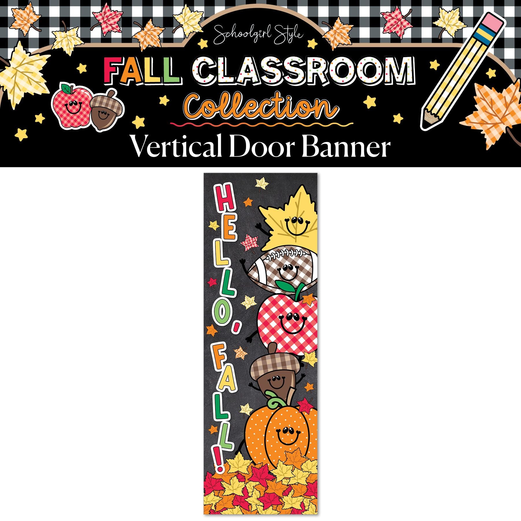 Printable Hello Fall Vertical Walgreens Ready Kraft Style Banner | 90s Teacher
