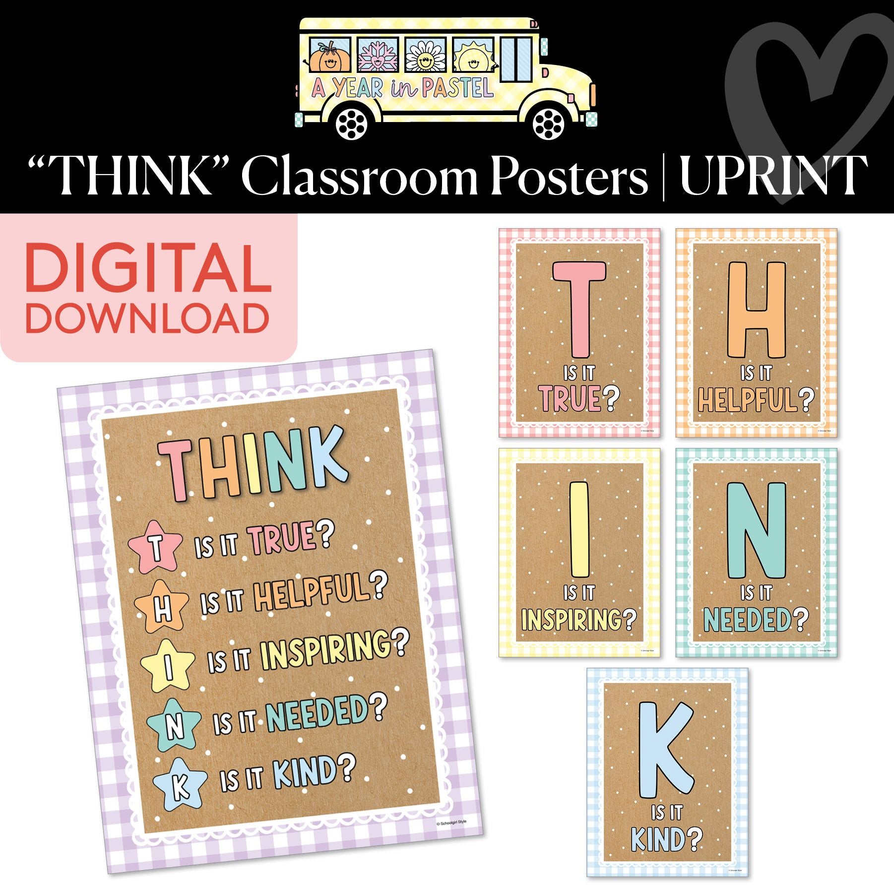Printable "THINK" Classroom Posters | A Year In Pastel