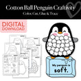 Load image into Gallery viewer, Printable January Cotton Ball Penguin Craftivity
