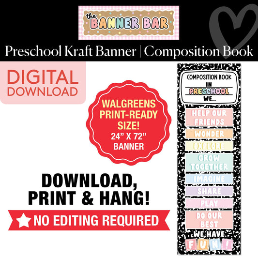 Preschool Shapes Composition Notebook Walgreens Ready Kraft Style Vertical Banner