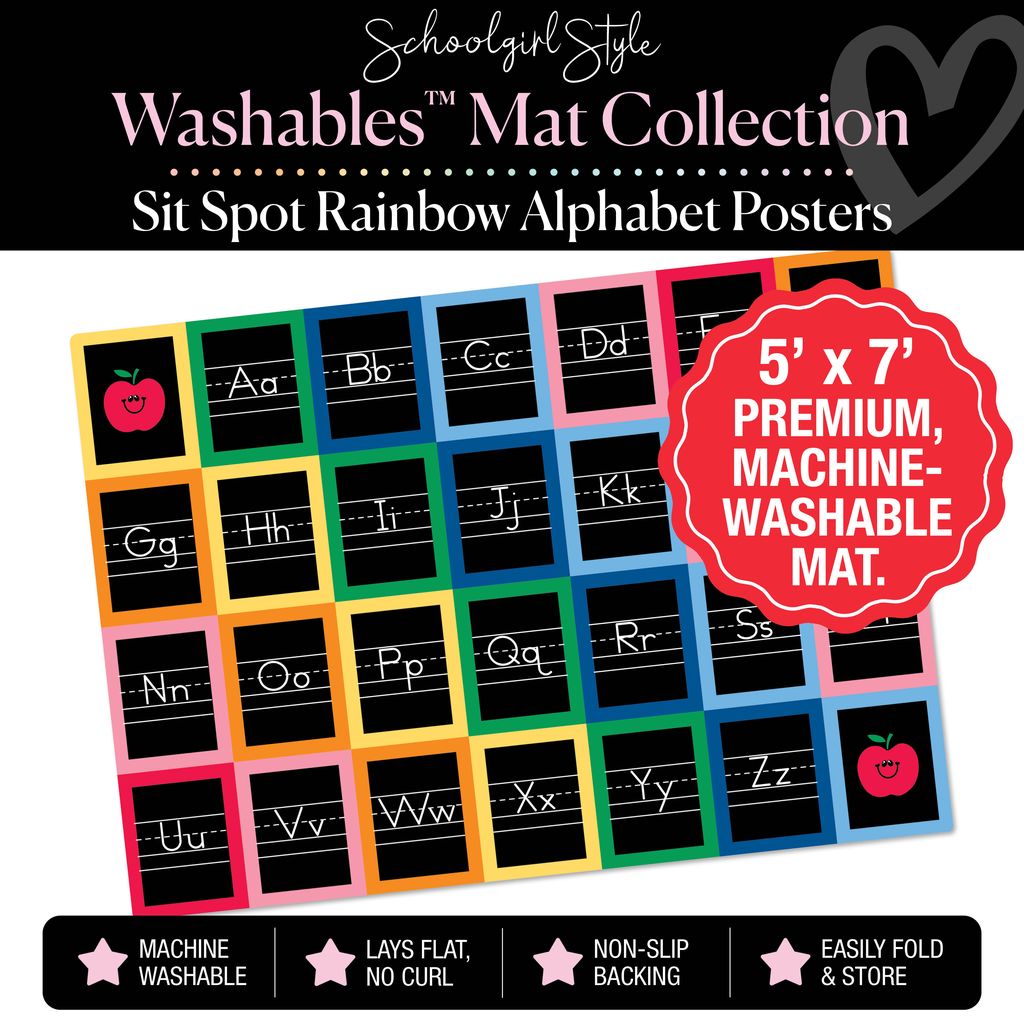 Rainbow Square Alphabet Sit Spot Classroom Mat by Schoolgirl Style