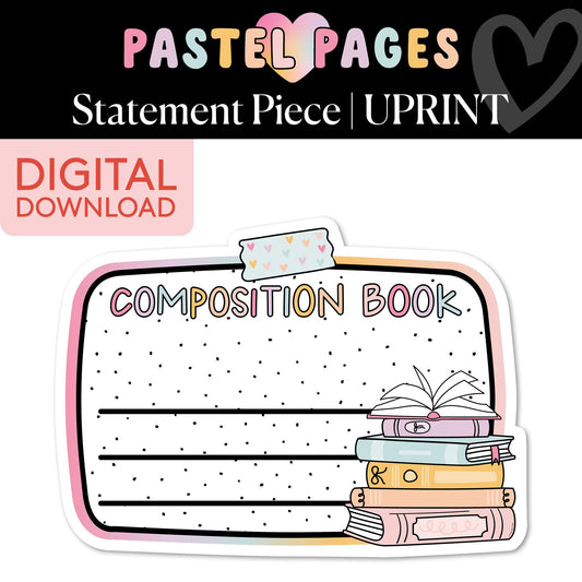 Printable Boho Pastel Composition Notebook Label | Pastel Pages