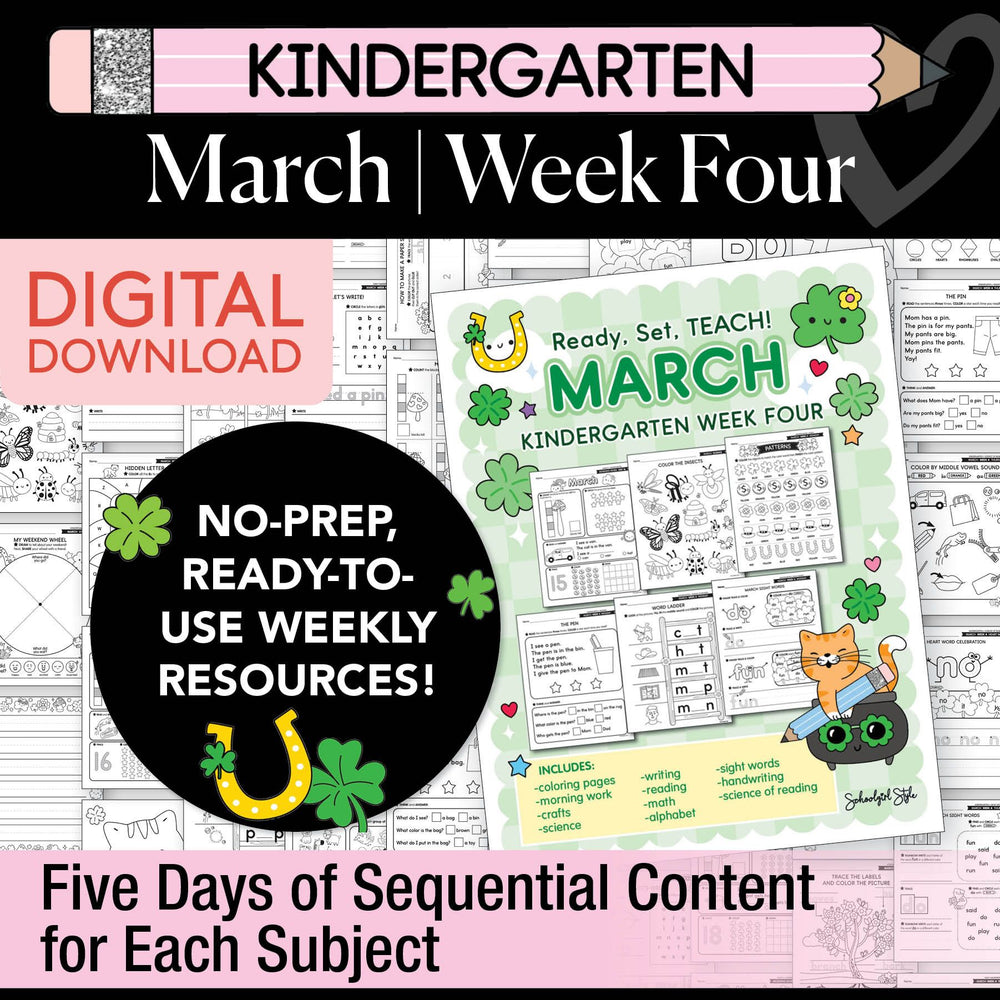 Printable Kindergarten March Week 4 Resources