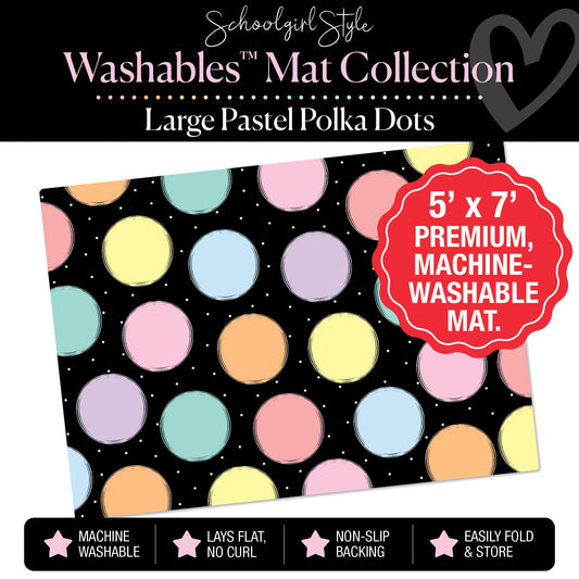 Large Scattered Pastel Polka Dots Classroom Rug by Schoolgirl Style