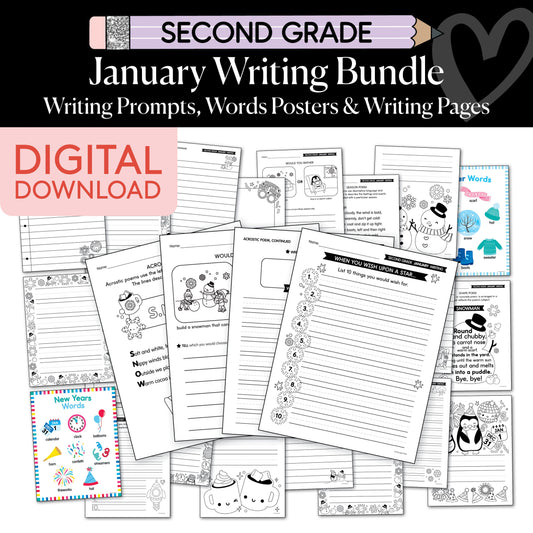 Printable Second Grade January Writing Bundle