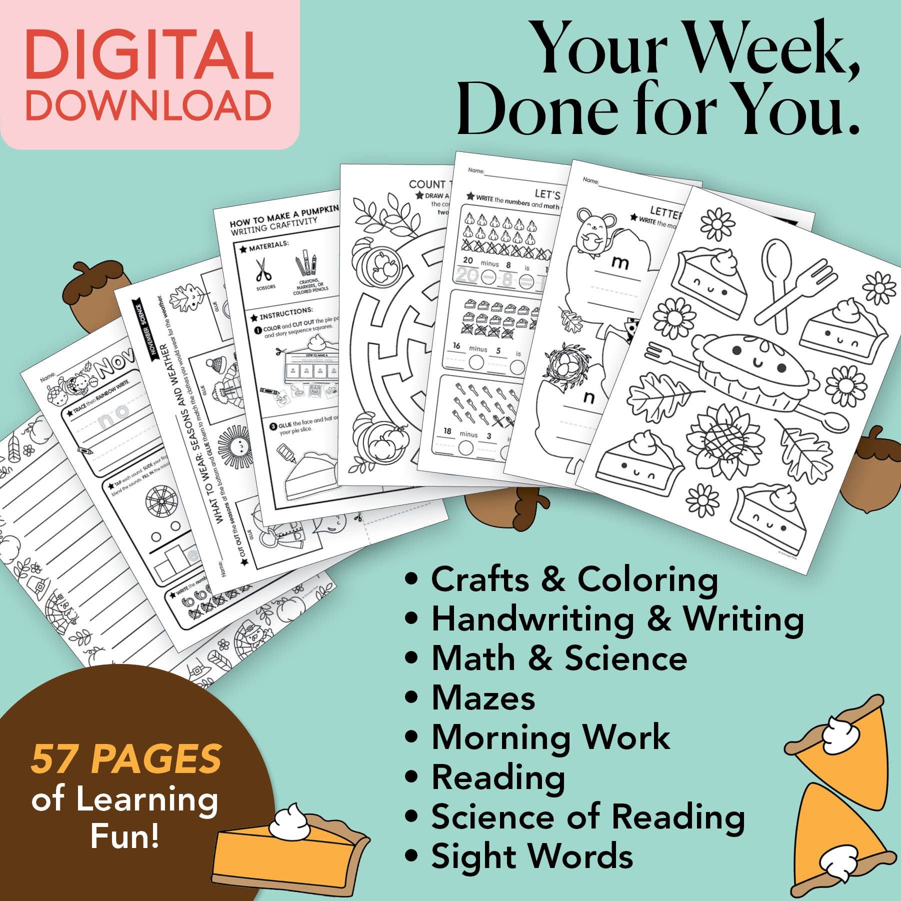 Printable First Grade November Week 2 Resources