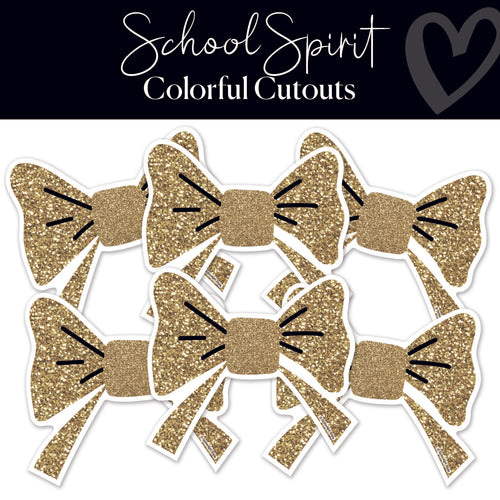 School Spirit Gold Glitter Bow Cutouts