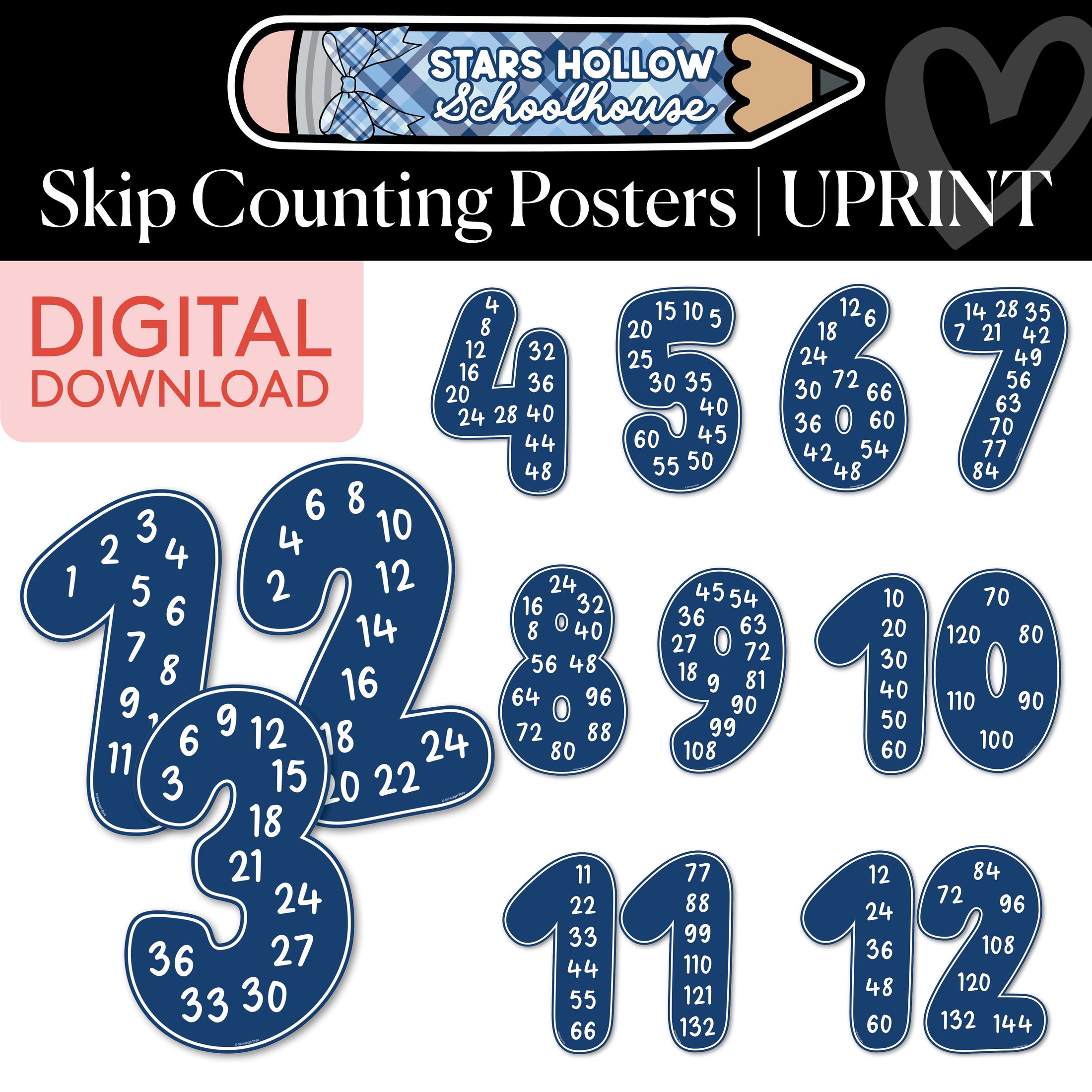 Printable Cozy Skip Counting Posters | School in Stars Hollow
