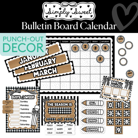 Classic Black and White Calendar Bulletin Board Set | Simply Sweet