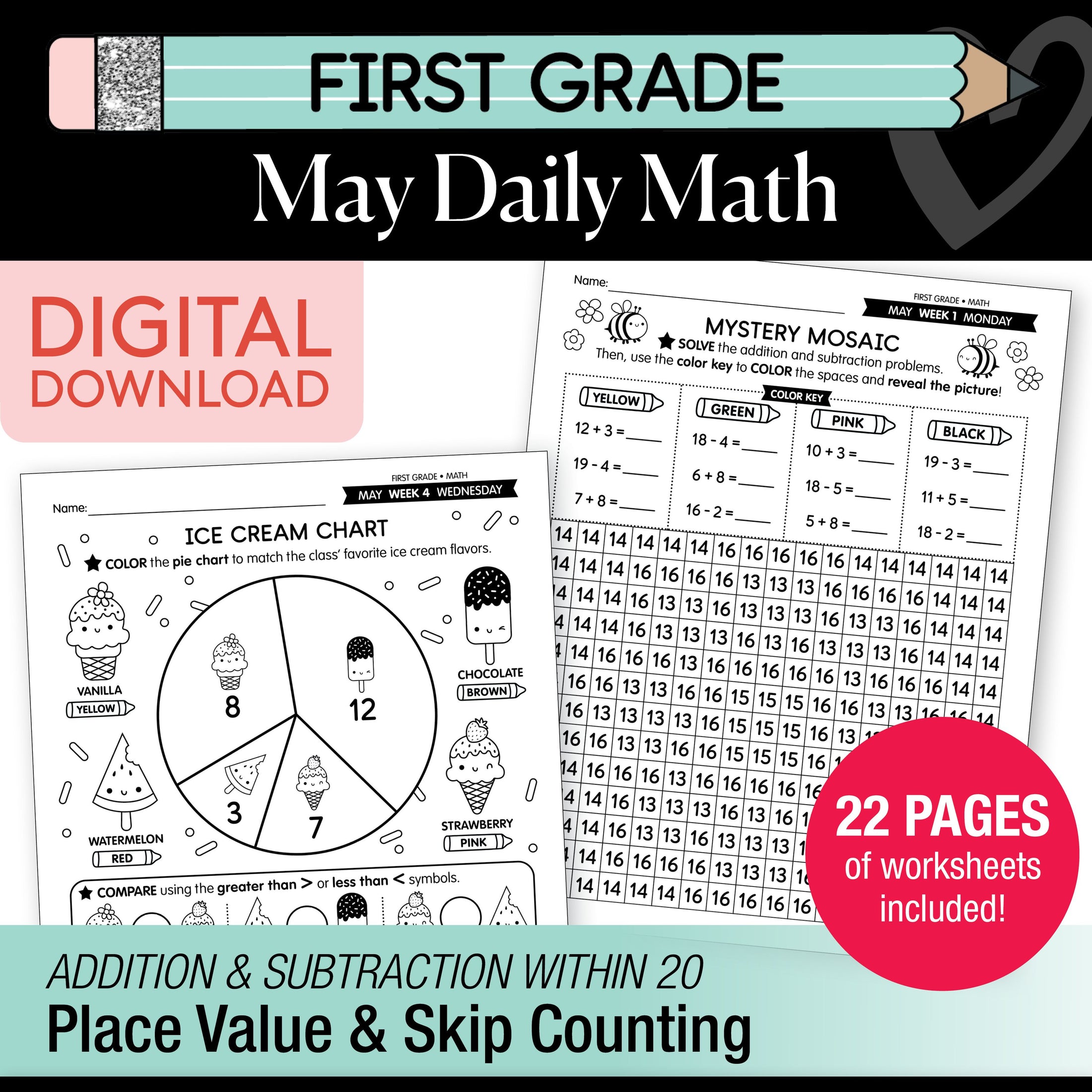 Printable First Grade May Daily Math