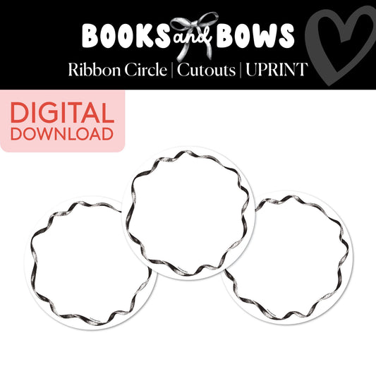 Printable Black and White Ribbon Circle Bulletin Board Cutouts | Books and Bows