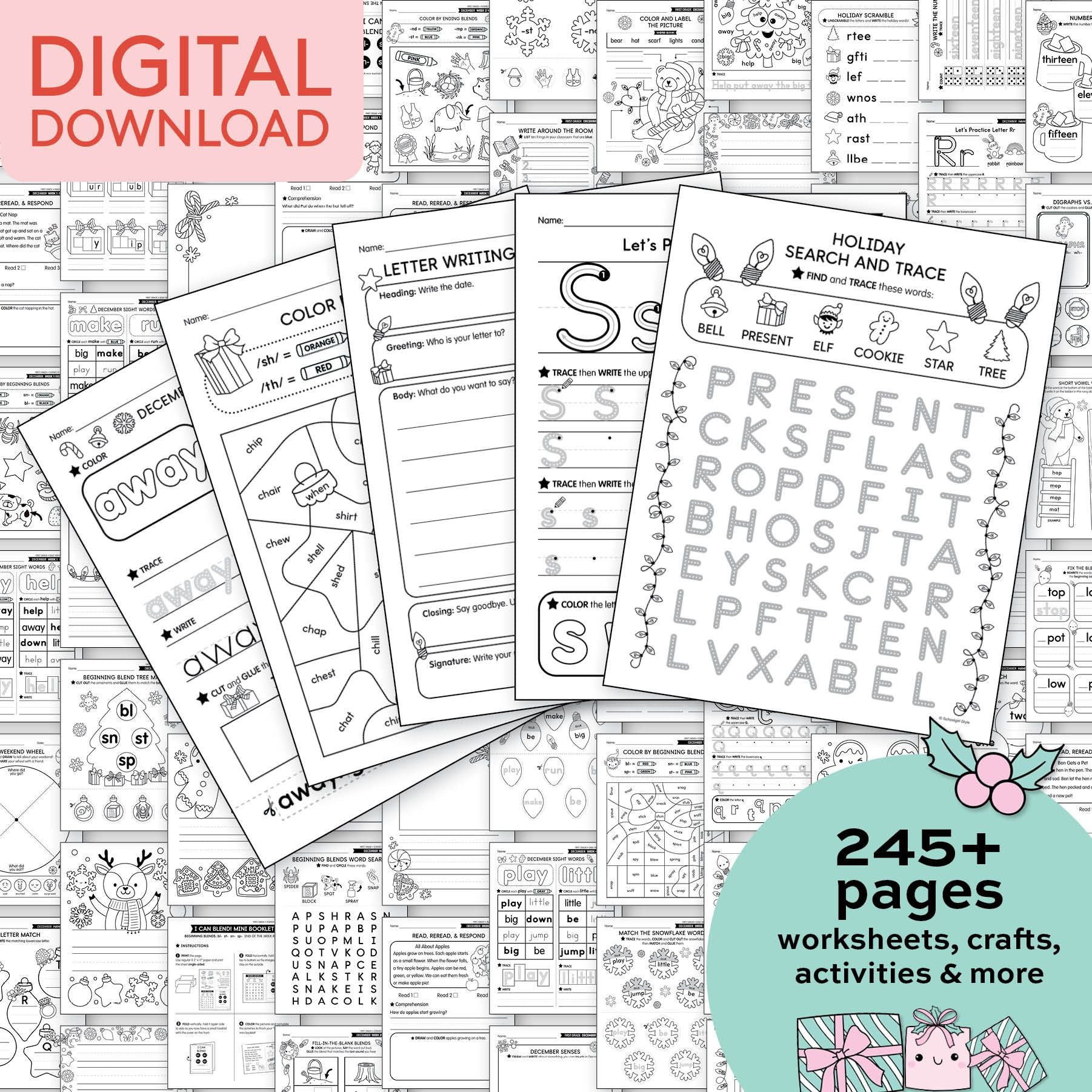 Printable First Grade December Thematic Unit Bundle