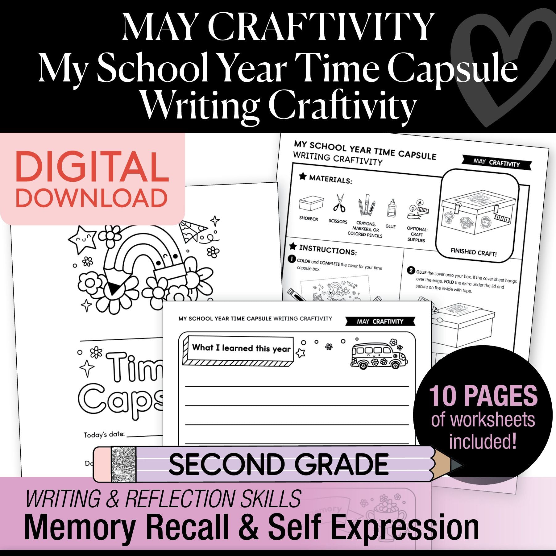 Printable May My School Year Time Capsule Writing Craftivity