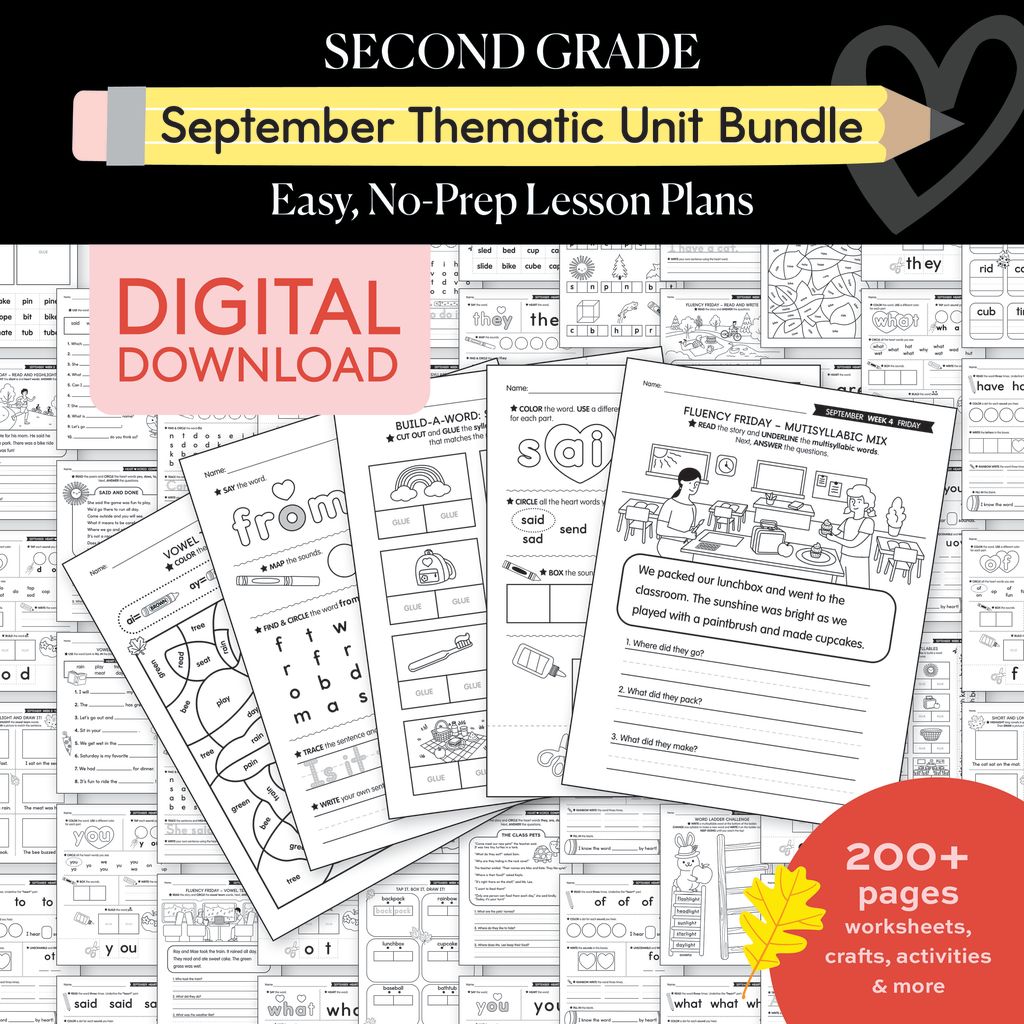 Second Grade September Thematic Unit Bundle