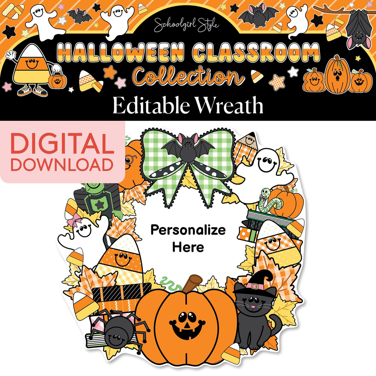 Printable Halloween Editable Wreath | 90s Teacher