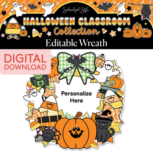 Printable Halloween Editable Wreath | 90s Teacher