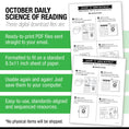 Load image into Gallery viewer, Printable First Grade October Daily Science of Reading Worksheets

