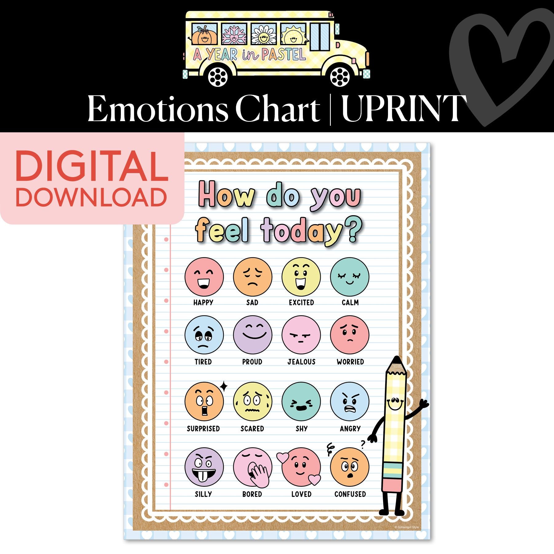 Printable Emotions Chart | A Year In Pastel