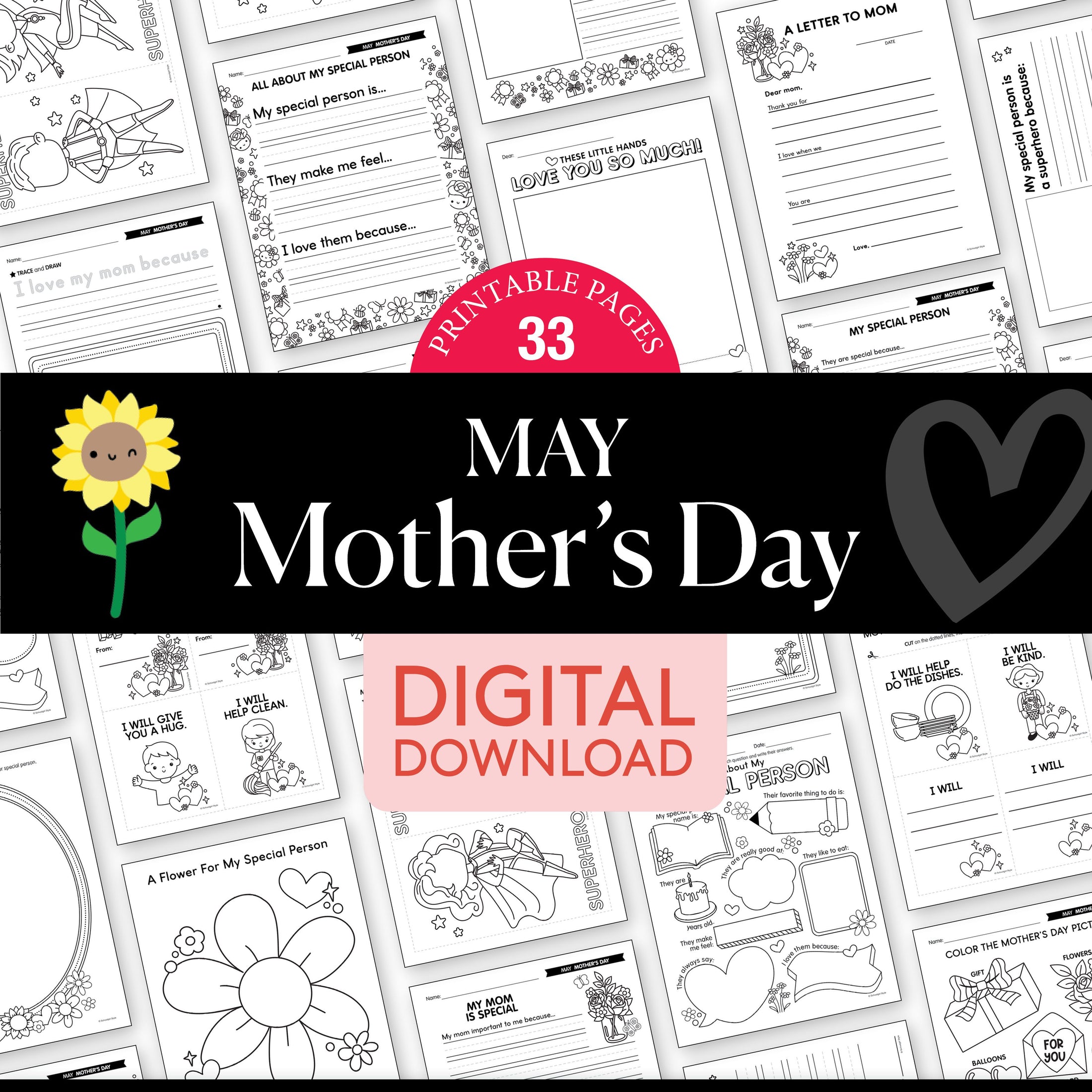 Printable No-Prep Mother's Day Keepsake Pack: Crafts, Writing & Activities (PreK-3)