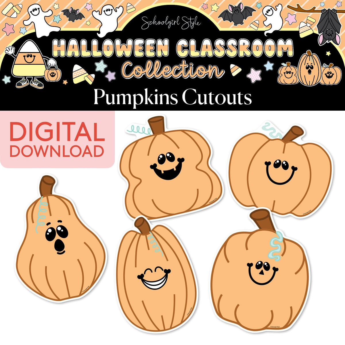Printable Pastel Halloween Pumpkin Cutouts