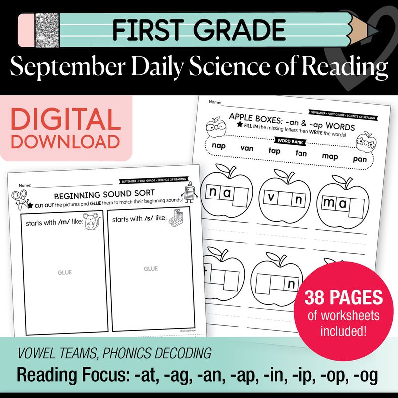 First Grade September Daily Science of Reading