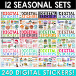 Digital Stickers for Google and Seesaw Seasonal Holiday BUNDLE