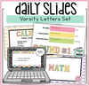 Varsity Letter Classroom Google Slides Composition Notebook Pastel Daily Slides