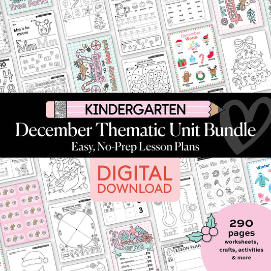 Printable Kindergarten December Thematic Unit Bundle