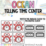 Ocean Telling Time Center | Time to the Hour and Half Hour | Analog and Digital