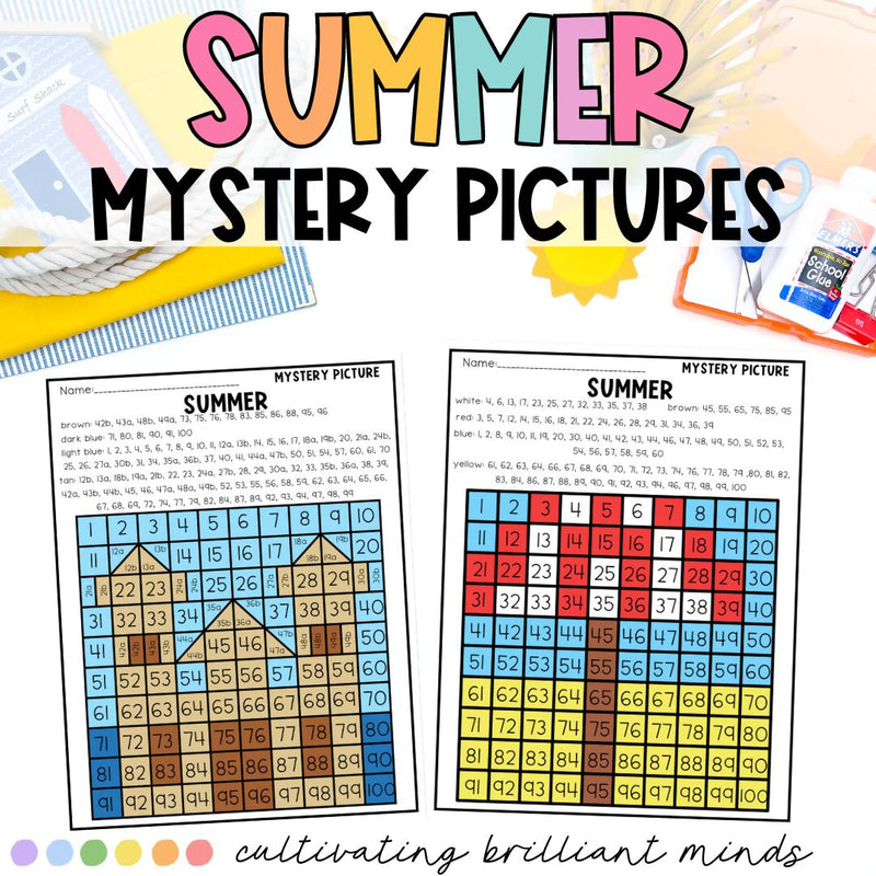 Summer Math Mystery Picture | 100 Chart | May, June | Mystery Picture