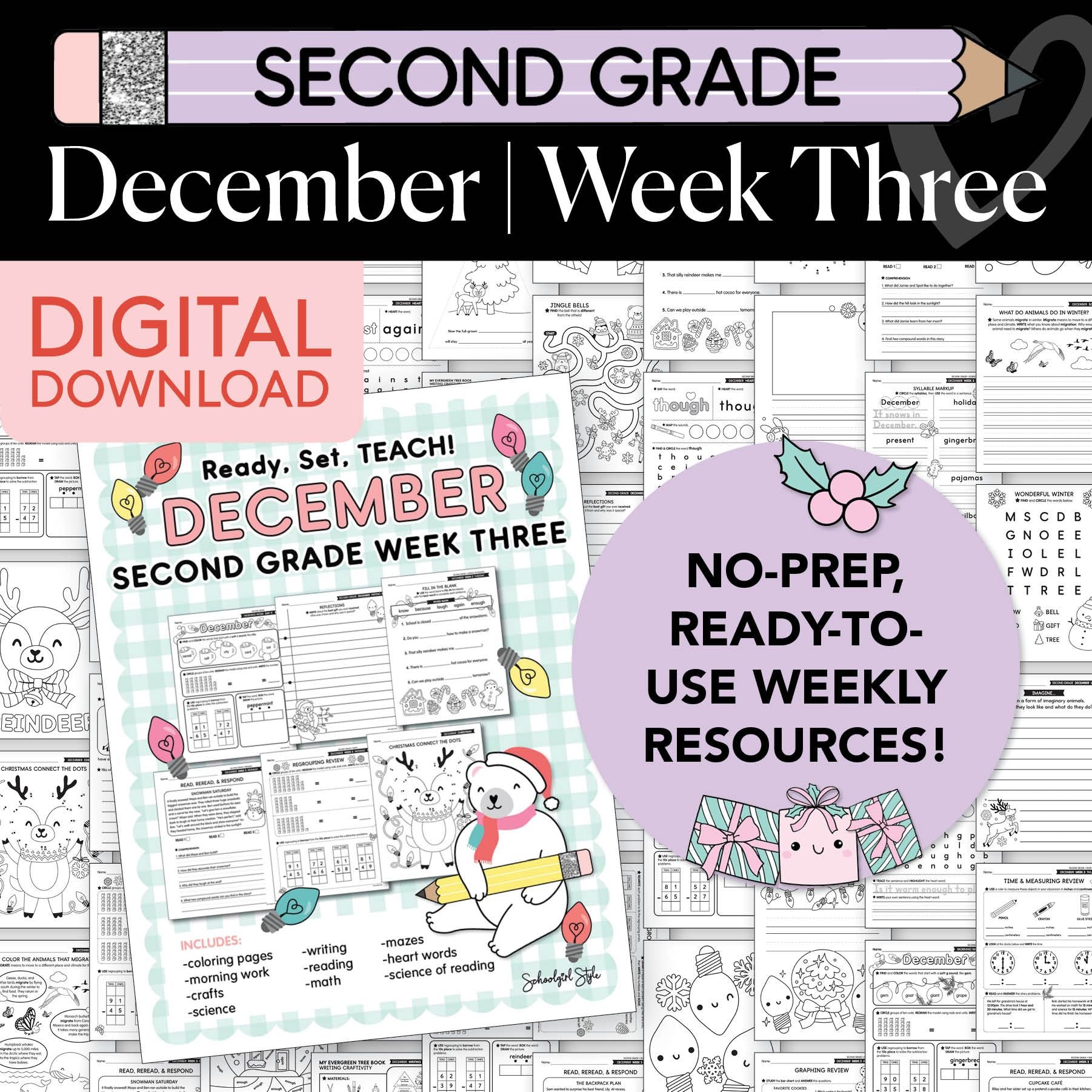 Printable Second Grade December Week 3 Resources