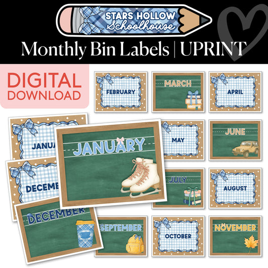 Printable Cozy Monthly Bin Labels | School in Stars Hollow