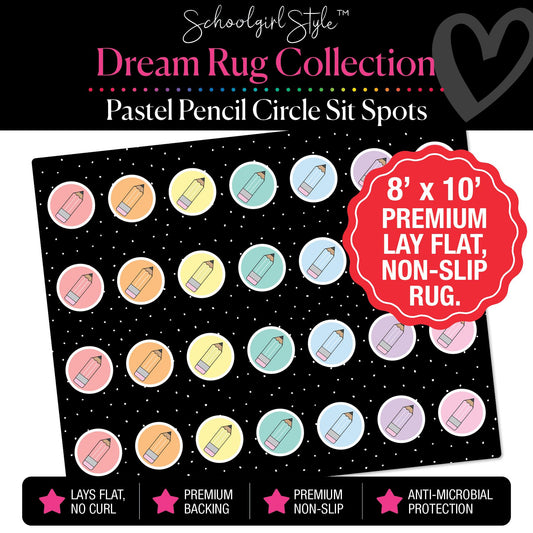 Pastel Pencil Circle Sit Spot Classroom Rug by Schoolgirl Style