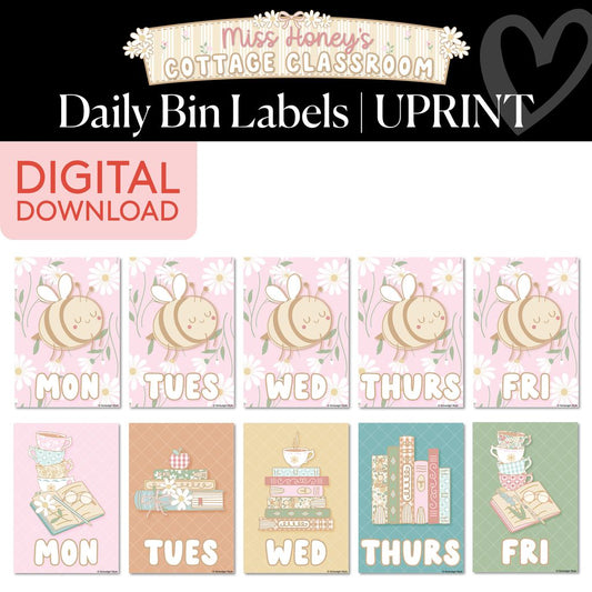 Printable Calming Daily Bin Labels | Miss Honey's Cottage Classroom